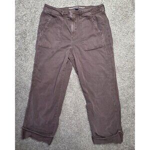American Eagle Stovepipe Cargo Pants Size 14 Tall Brown Y2K Roll Cuffs